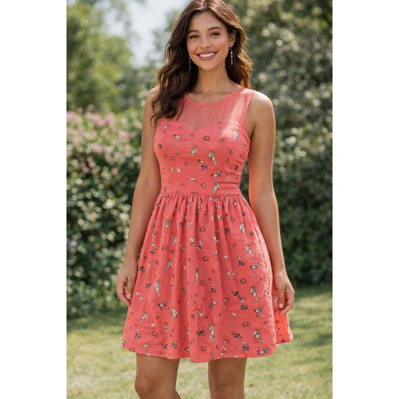 Yumi Katsura Dresses & Skirts - Yumi Coral Printed Dress NWT | Size US 2/4 | Sleeveless Fit & Flare